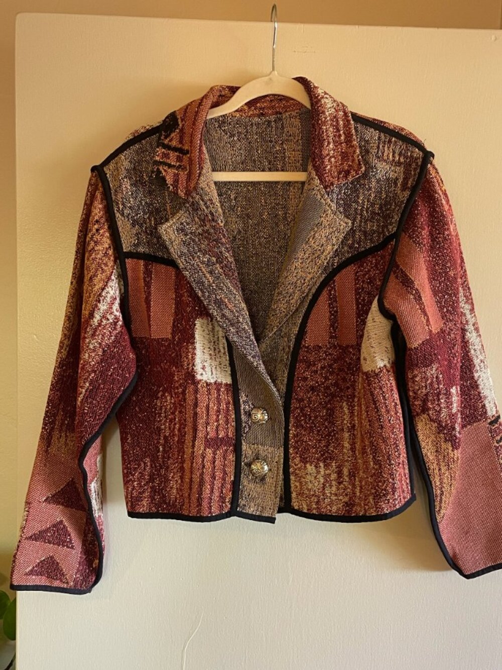 Vintage Painted Pony Tapestry Blazer Patchwork Jacket - Size L